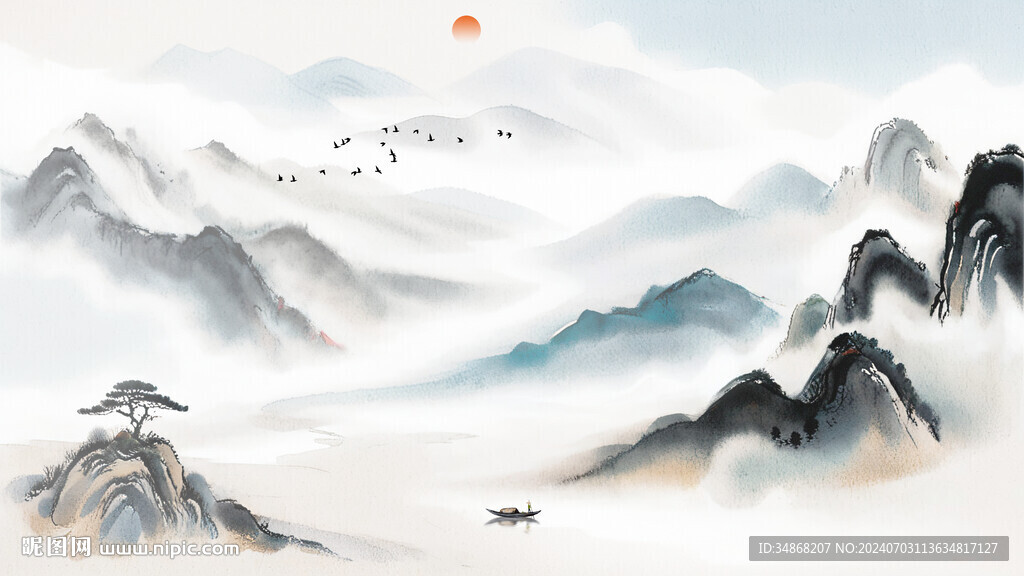 寫意意境山水背景