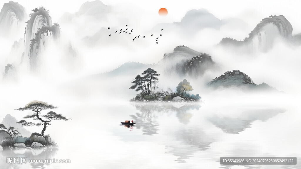 山水背景裝飾畫