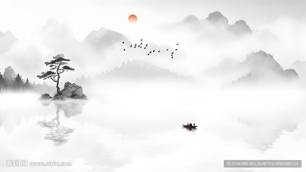 空靈意境水墨畫背景