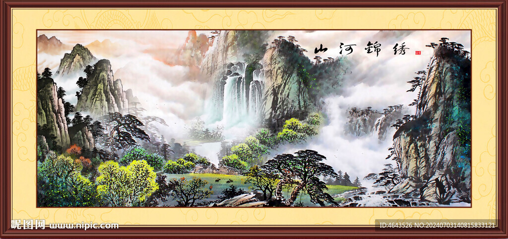 國畫山水畫裝飾畫       