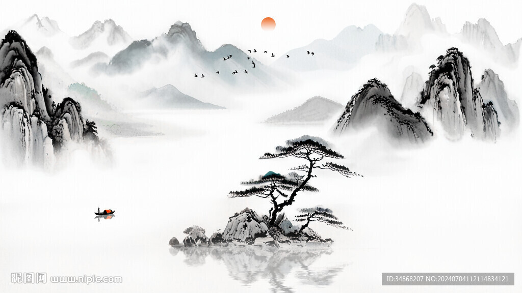 山水裝飾畫背景