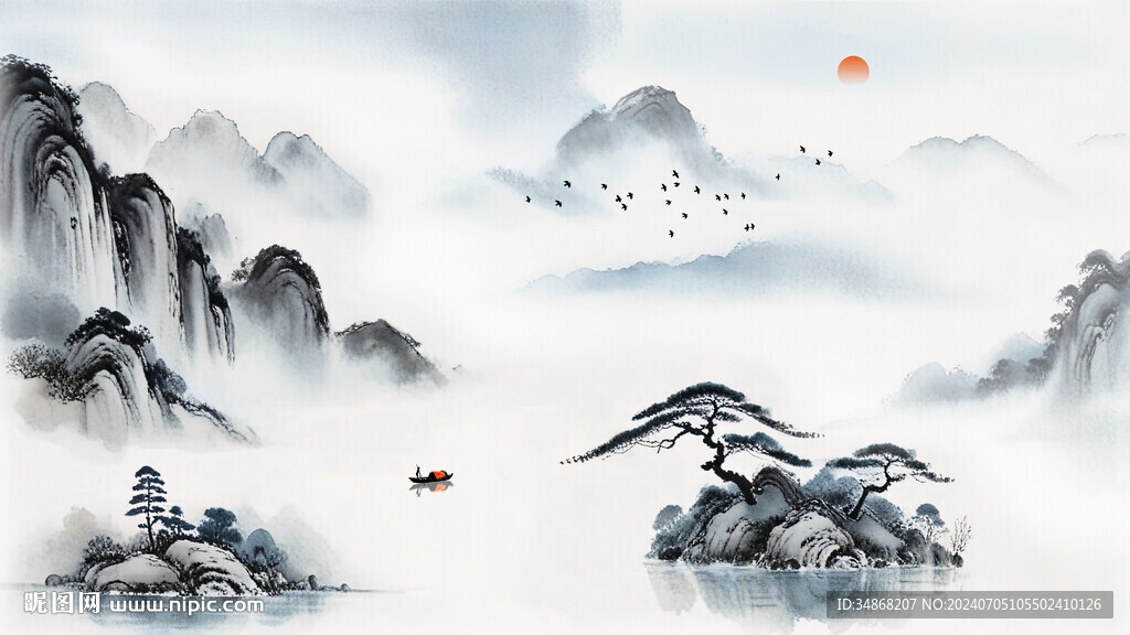 山水沙發(fā)背景墻