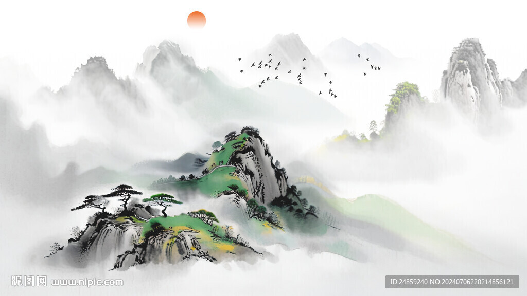新中式裝飾畫背景