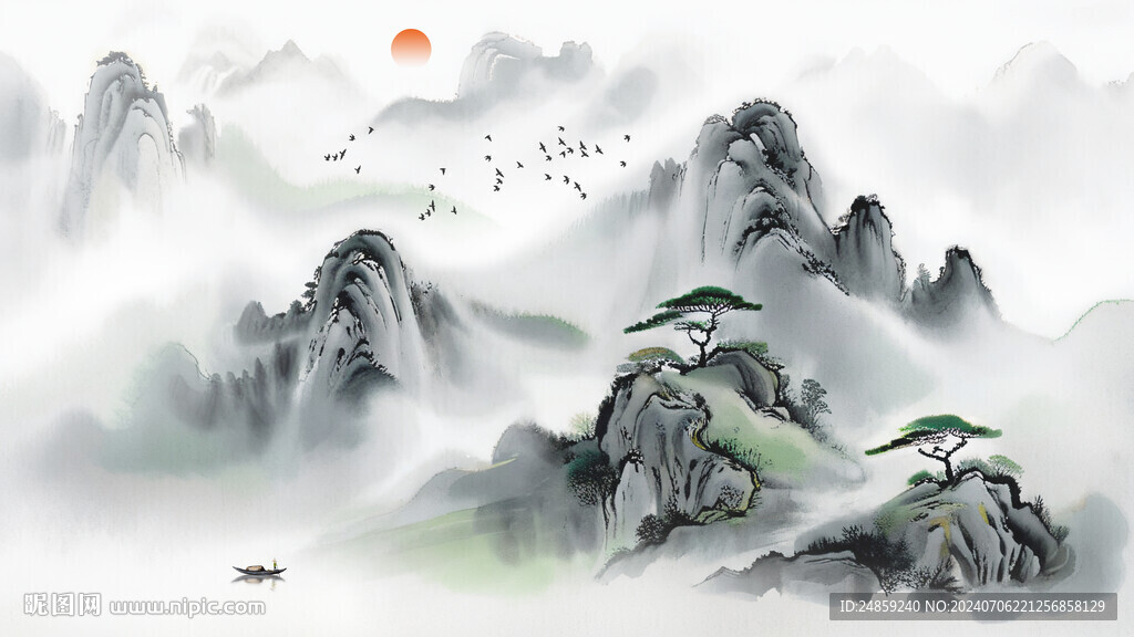 水墨風景背景墻