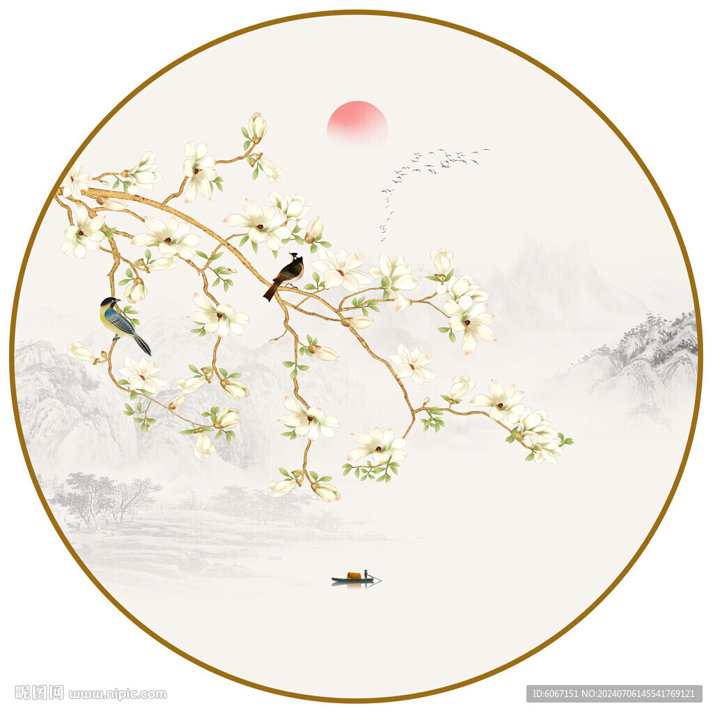 圓形花鳥畫