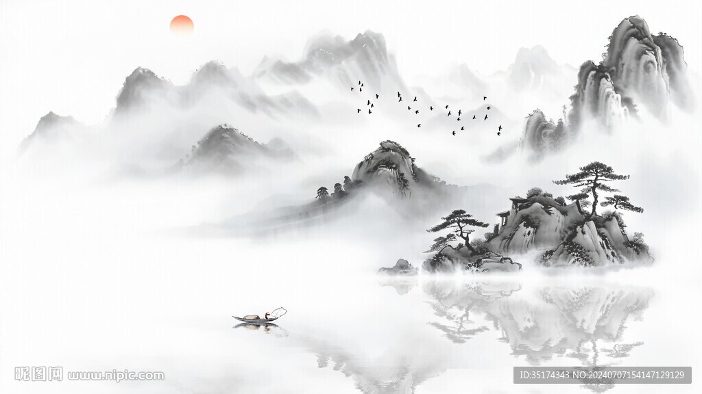 意境水墨山水畫