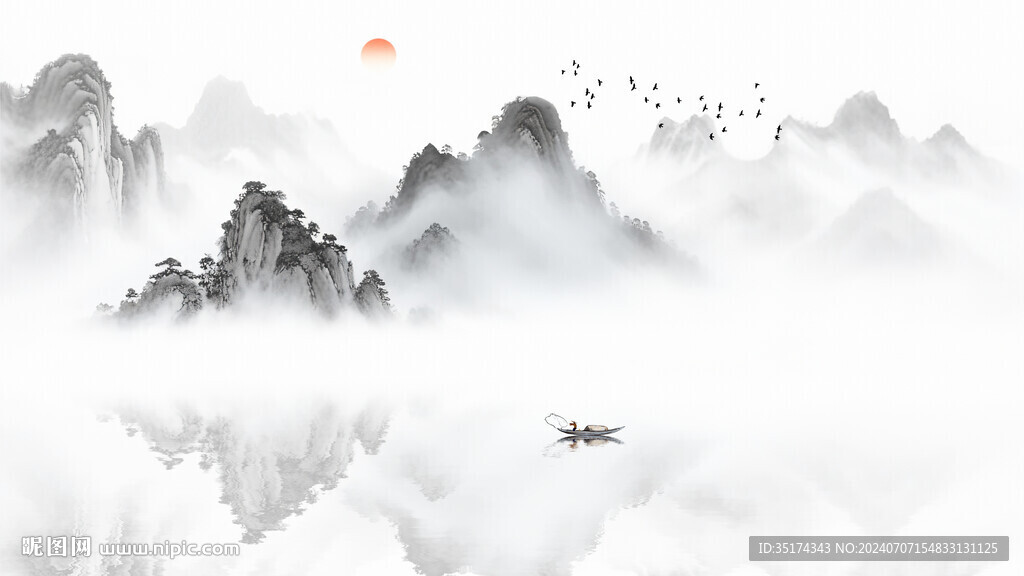 中國風山水畫背景