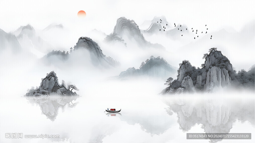 客廳水墨畫(huà)背景