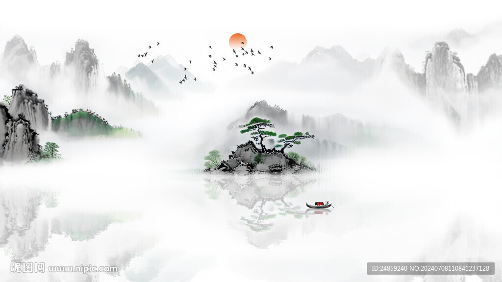 國(guó)風(fēng)山水背景墻