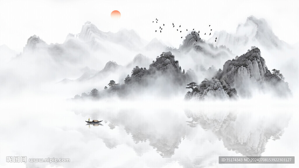 意境水墨山水電視背景