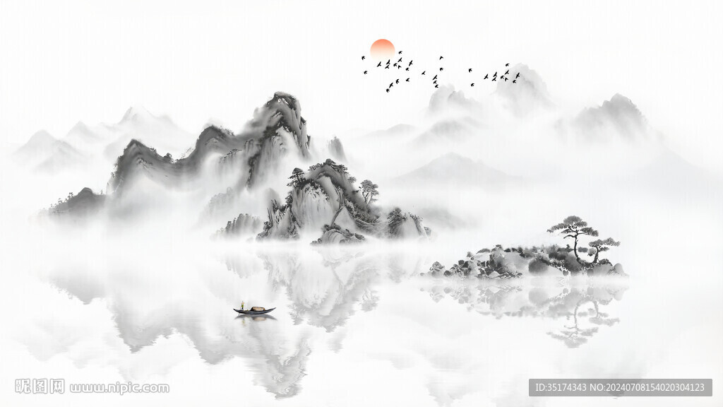 山水意境風景背景墻