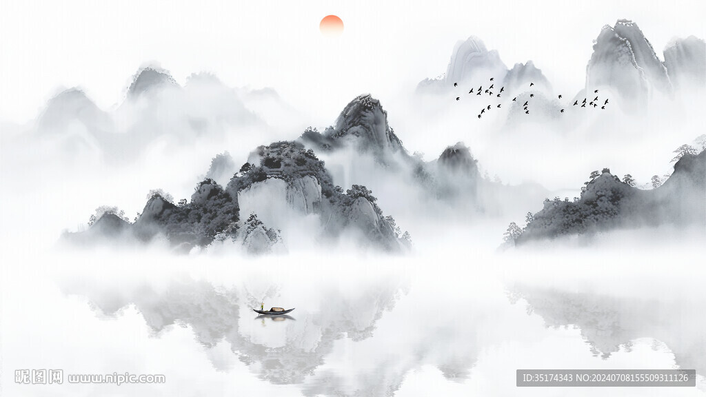 中式山水背景