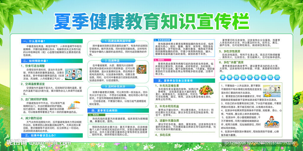 夏季健康教育宣傳欄