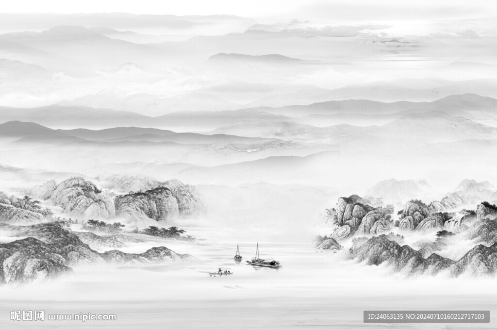 瀑布山水背景墻
