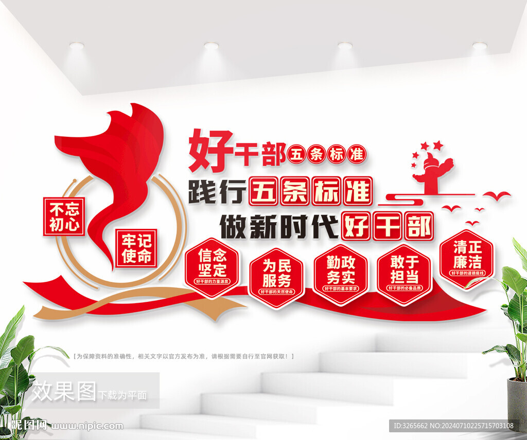 好干部五條標(biāo)準(zhǔn)文化墻黨建室墻