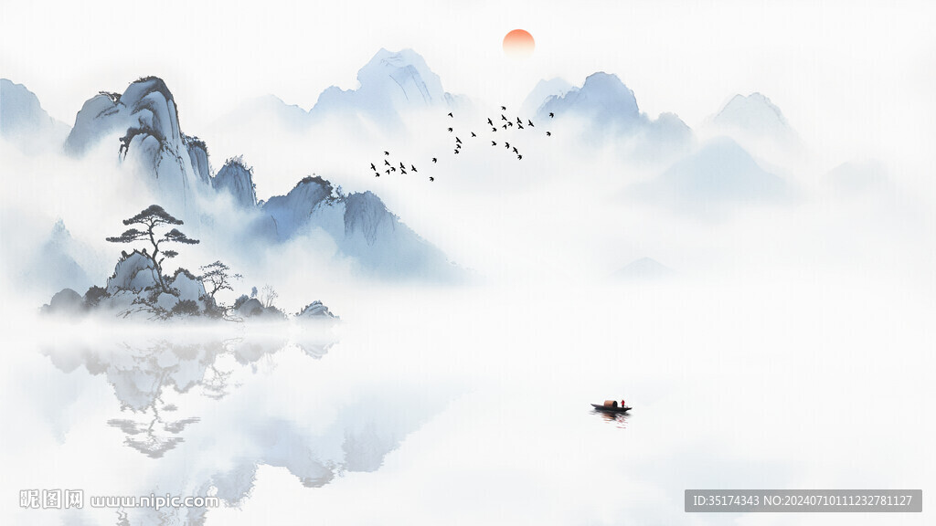 中國風(fēng)意境水墨山水畫