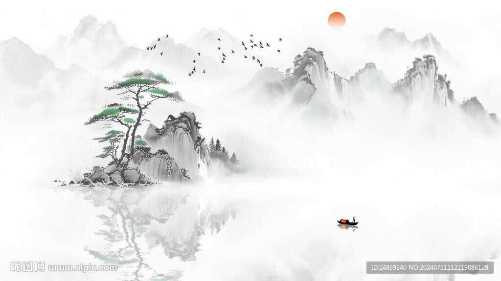 水墨古風山水意境
