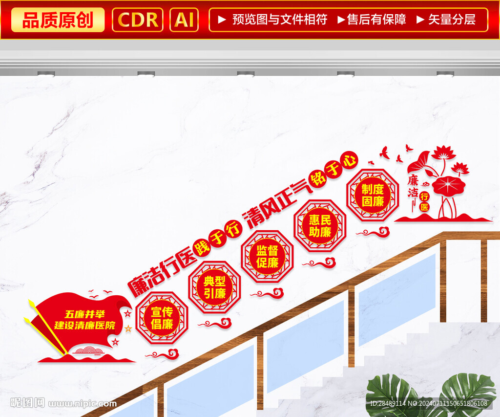 廉潔行醫(yī)樓梯文化墻