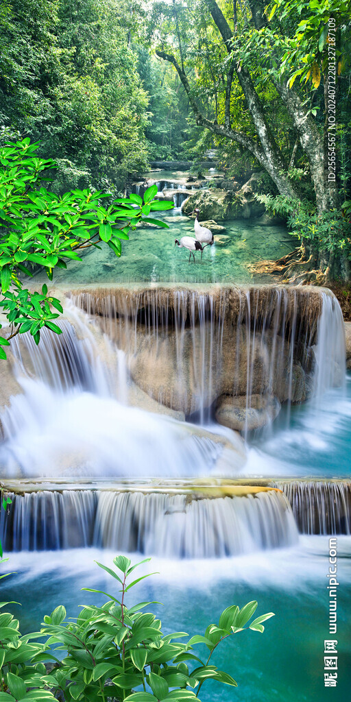 小溪流水瀑布玄關(guān)背景墻