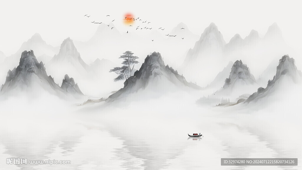 簡(jiǎn)約水墨山水電視背景