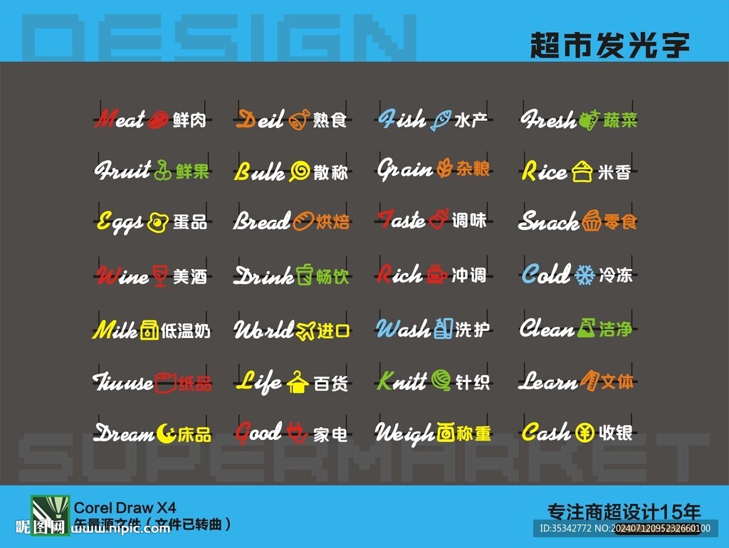 超市全套發光字