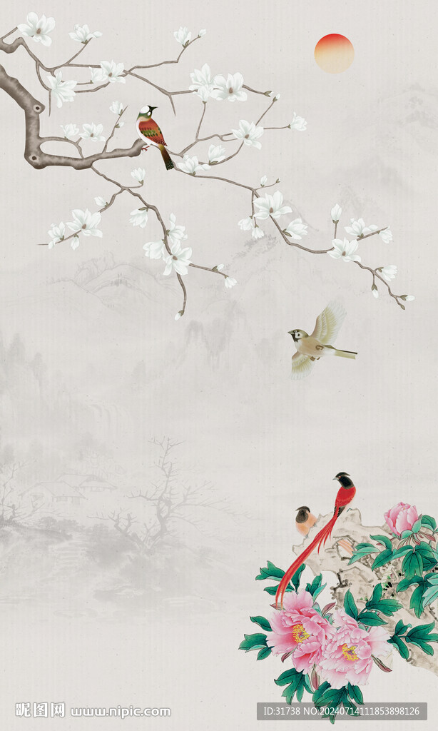 花鳥畫玄關裝飾畫