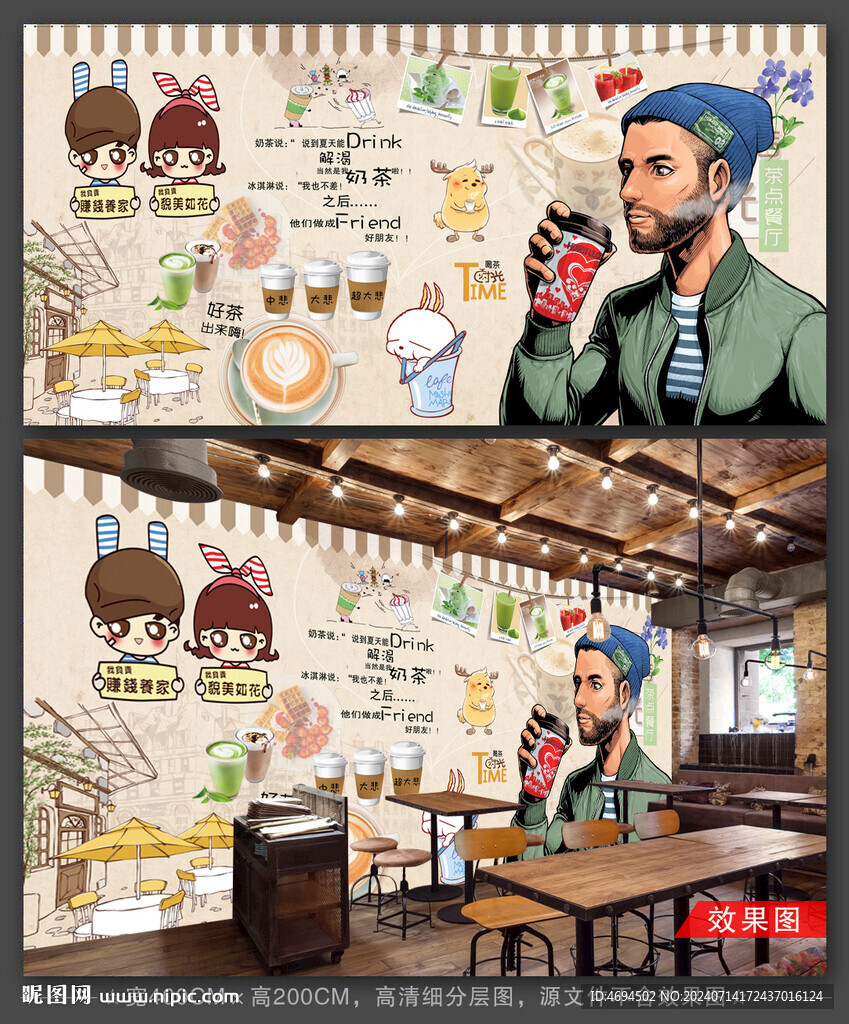 奶茶背景墻
