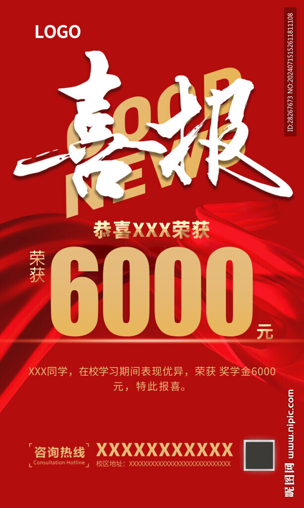 紅色大氣喜報海報設計