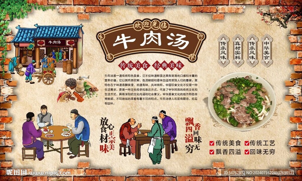 牛肉湯背景墻 