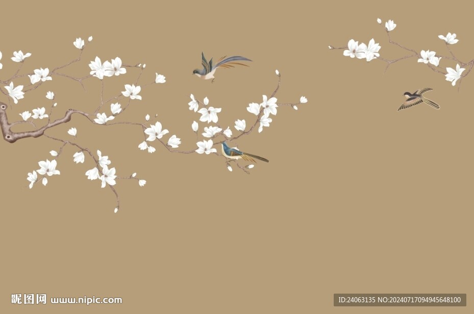 中式花鳥背景墻