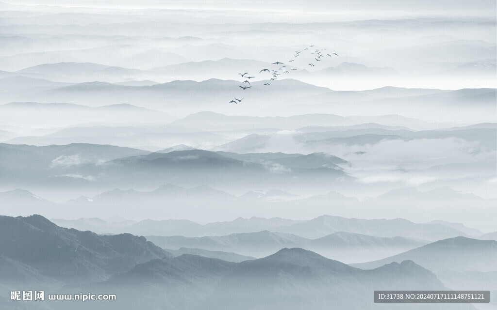 意境水墨山水風景畫