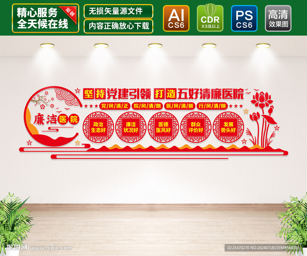 五好清廉醫院文化墻