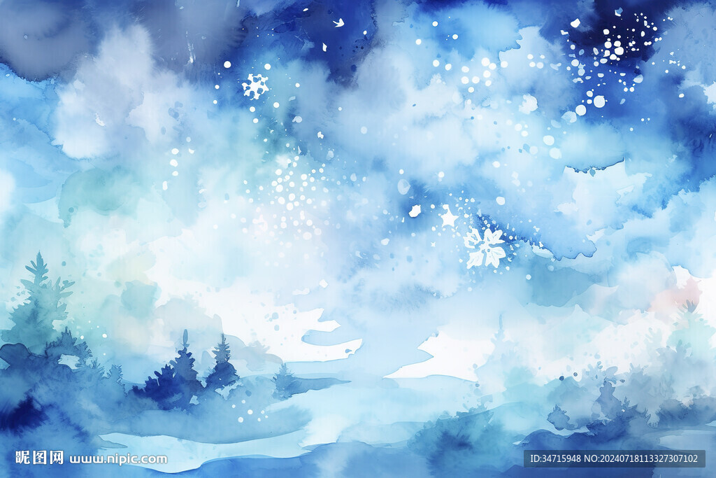 藍(lán)色夢幻卡通手繪背景