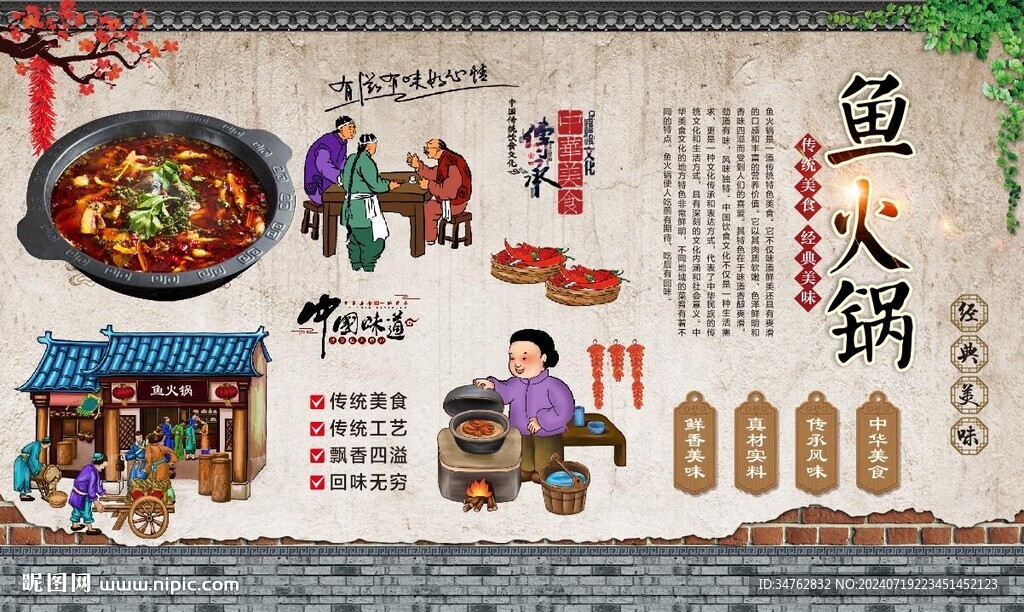 火鍋魚背景墻 