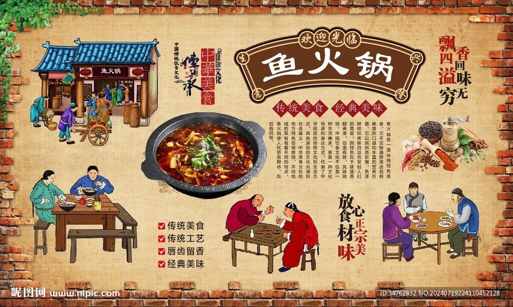 火鍋魚背景墻