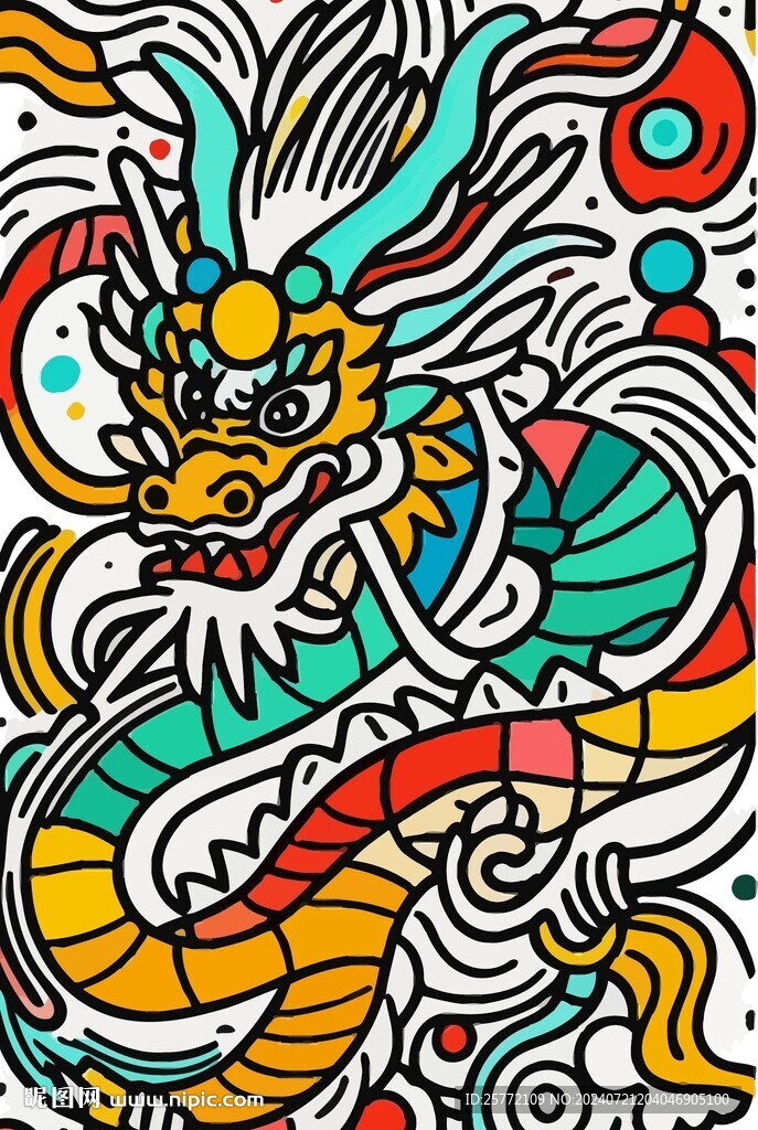 彩色中國龍素材