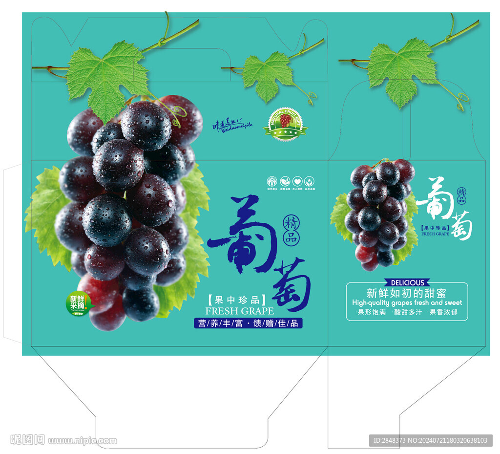 手提式精品葡萄平面展開圖設計