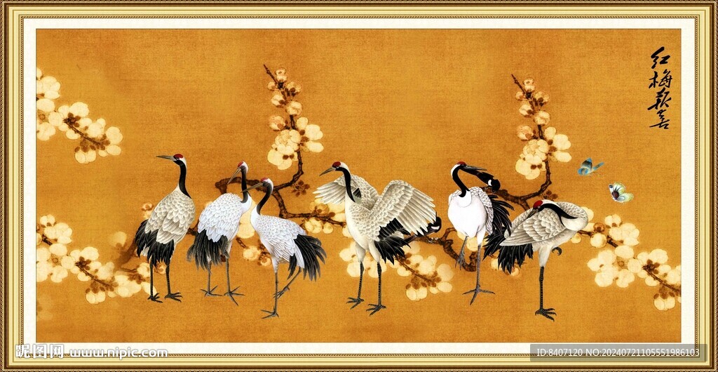 梅花仙鶴圖