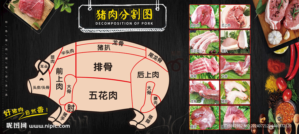 豬肉分割圖