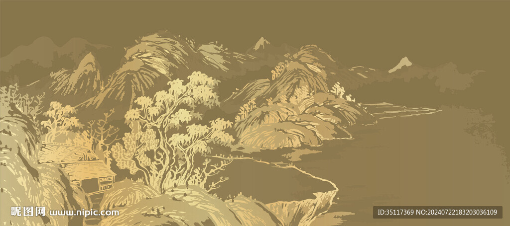 新中式壁紙壁畫裝飾畫