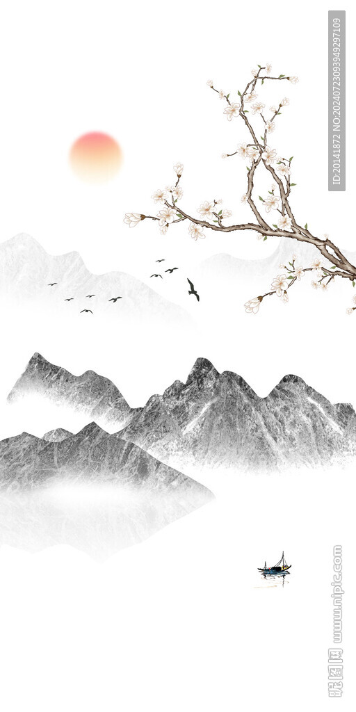 新中式石紋水墨山水玄關(guān)背景