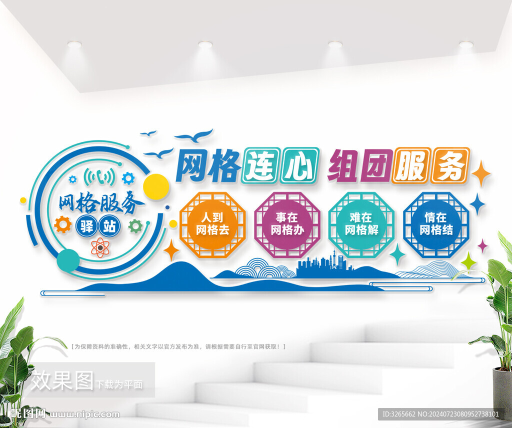 網(wǎng)格服務(wù)驛站文化墻圖片