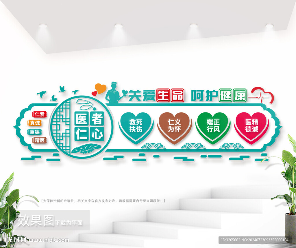 關愛生命呵護健康醫院標語形象墻
