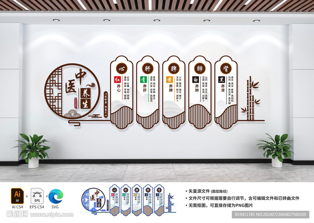 中醫(yī)五色養(yǎng)生文化墻