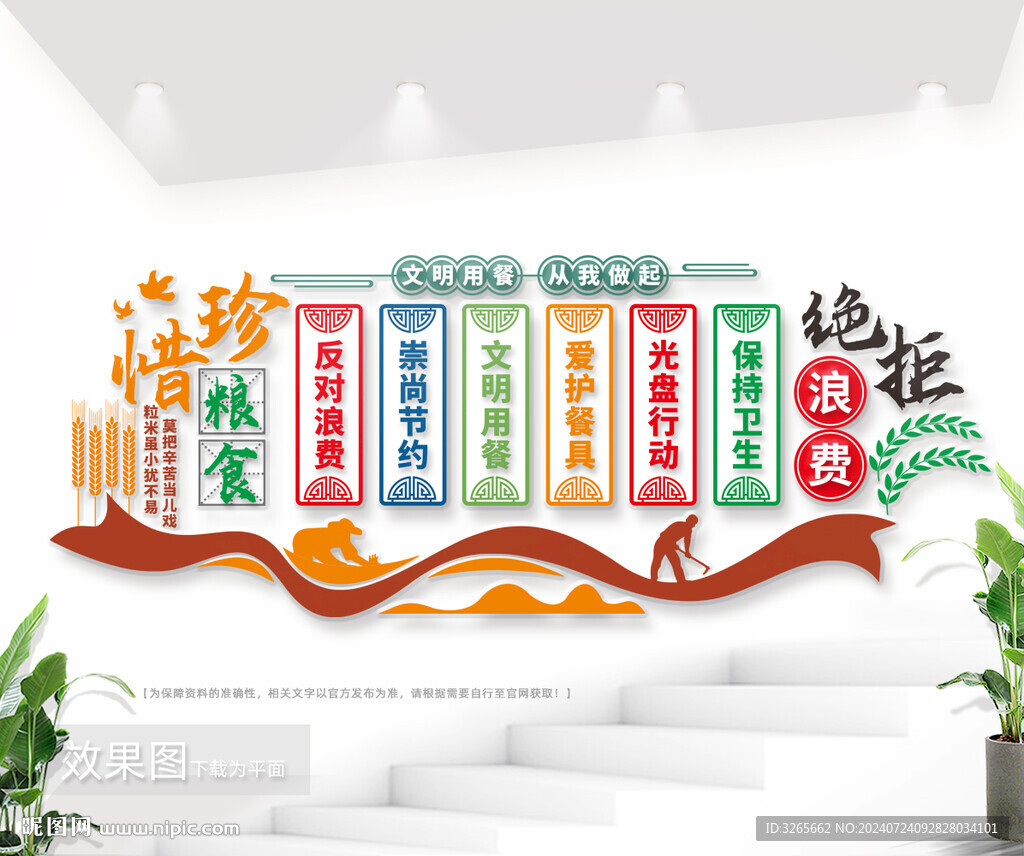 珍惜糧食拒絕浪費食堂標(biāo)語文化墻
