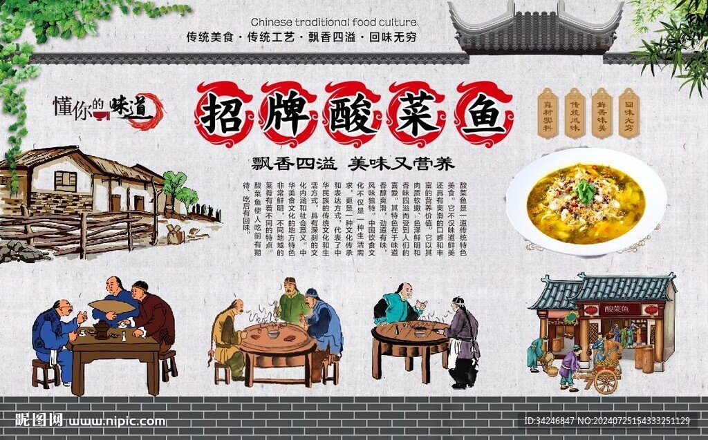 酸菜魚背景墻 