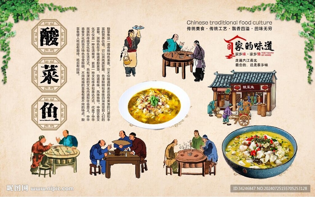 酸菜魚背景墻 
