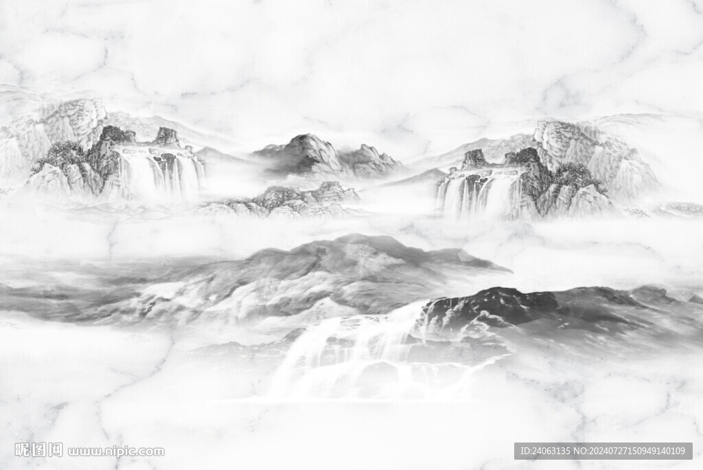 新中式山水背景墻