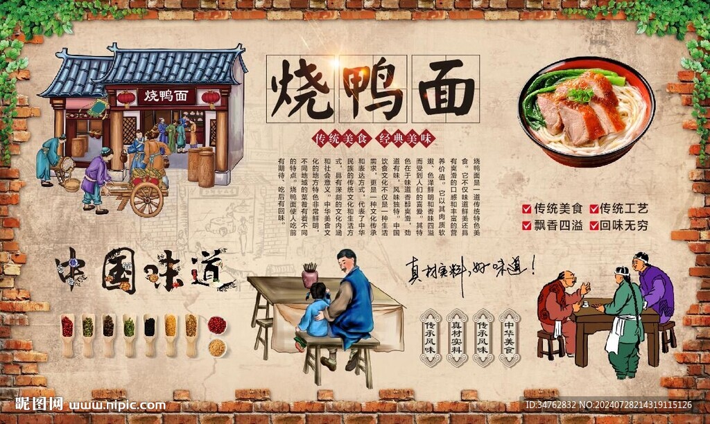 燒鴨面背景墻