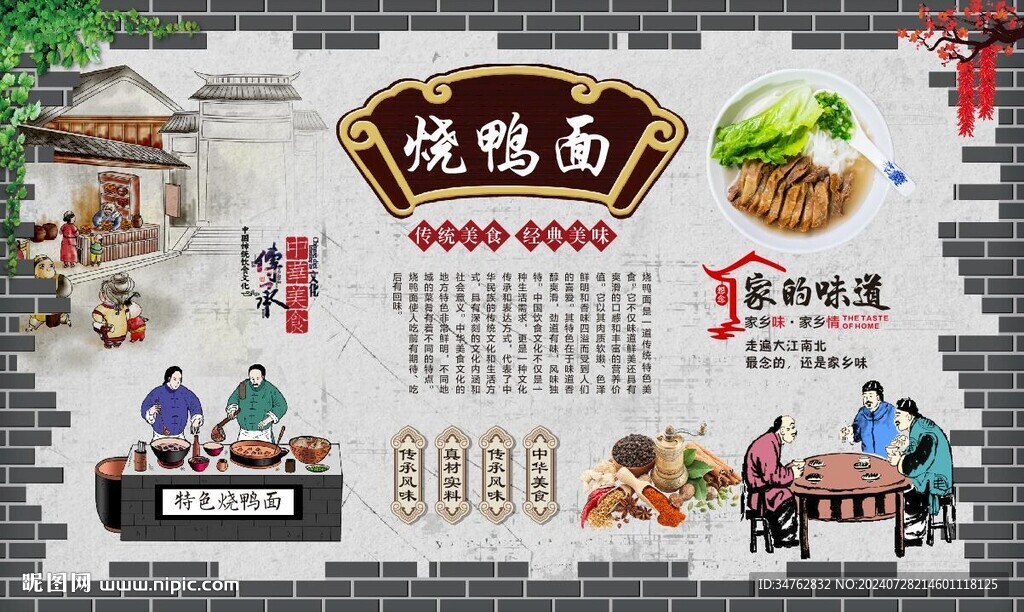 燒鴨面背景墻 